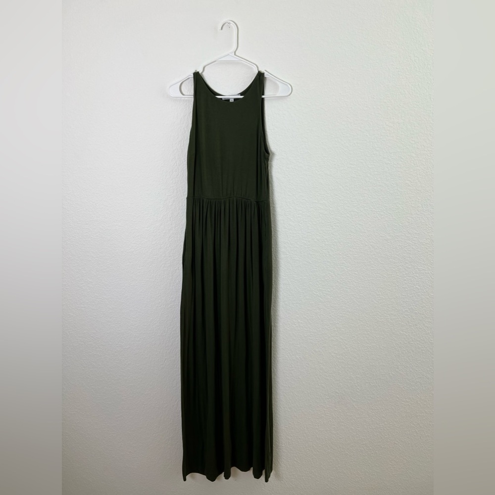 Women's Sleeveless Olive Green Maxi Dress